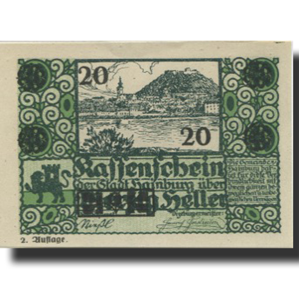 Banknote, Austria, Hainburg, 20 Heller, paysage, 1920 UNC(63) Mehl:FS 337a