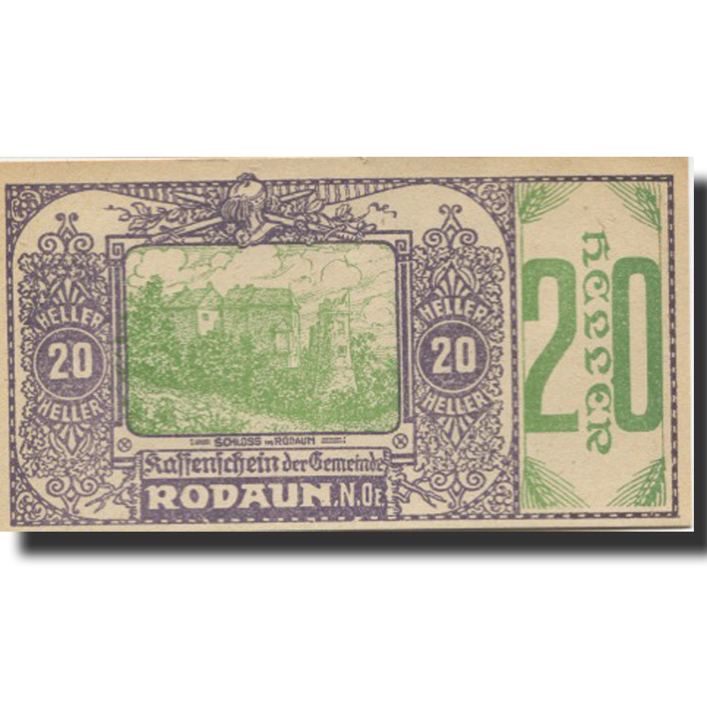Banknote, Austria, Rodaun, 20 Heller, château, UNC(63), Mehl:FS 840IIa