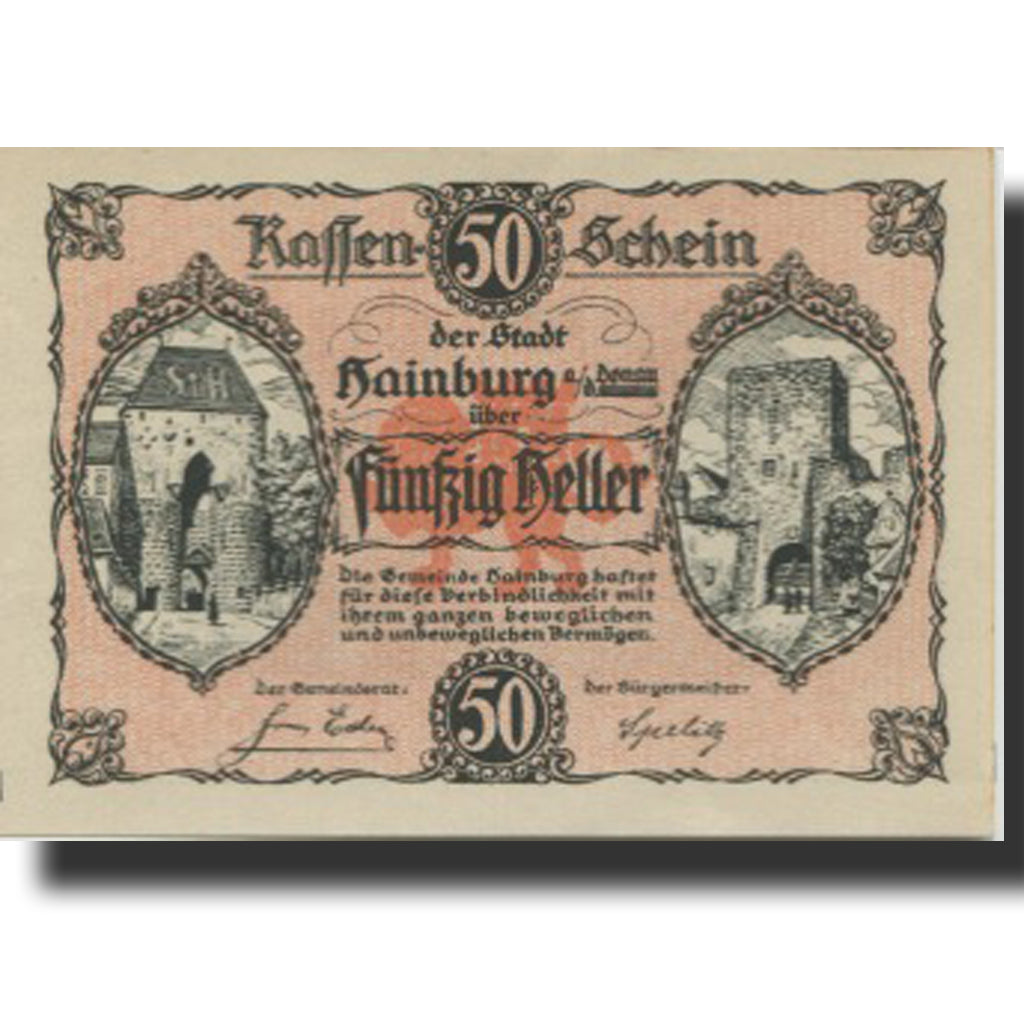 Banknote, Austria, Hainburg, 50 Heller, château, 1920 UNC(63) Mehl:FS 337a