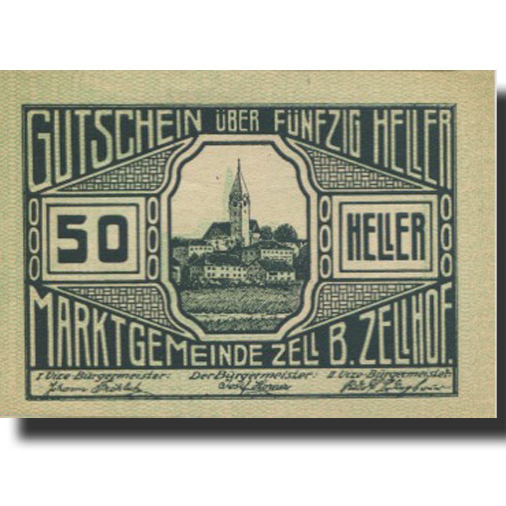 Banknote, Austria Zell B. Zellhof 50Heller, paysage, 1920 UNC(63) Mehl:FS 1274a