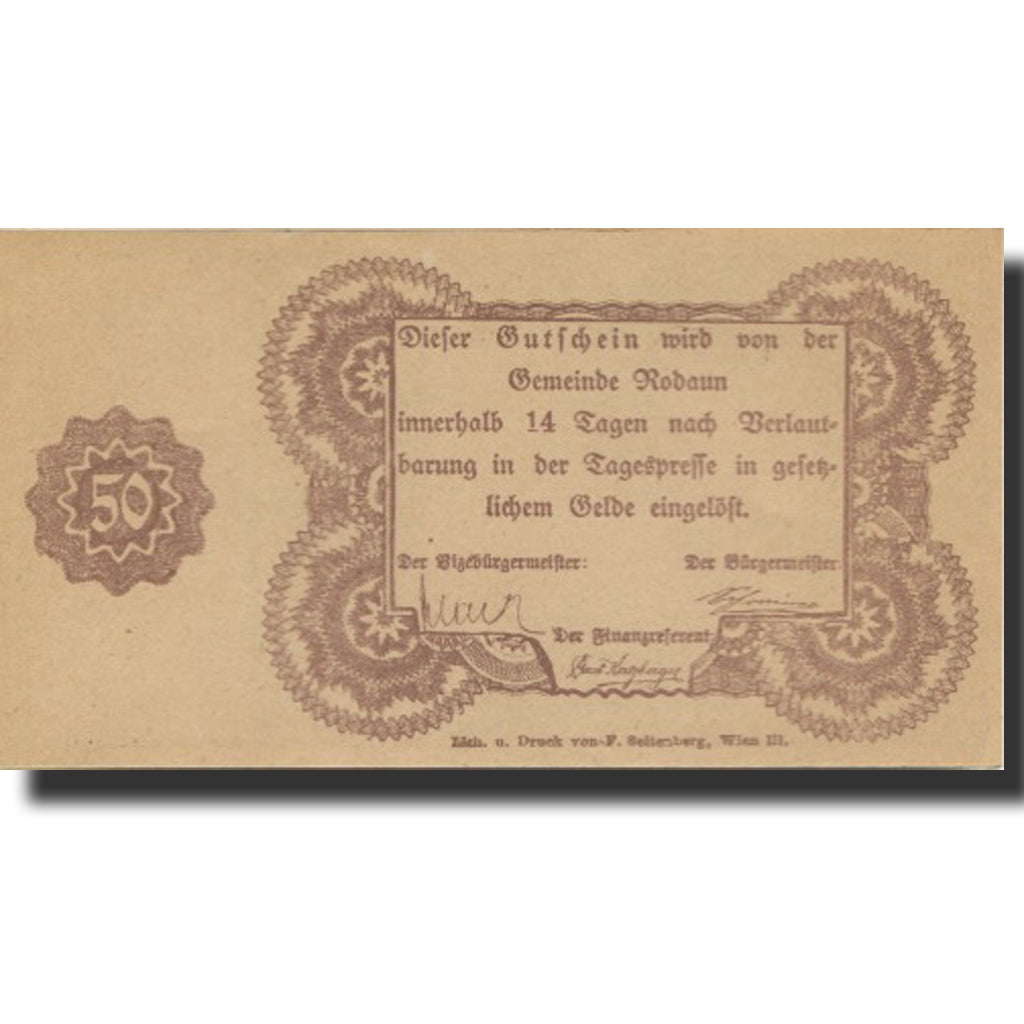 Banknote, Austria, Rodaun, 50 Heller, château 1, UNC(63), Mehl:FS 840IIa
