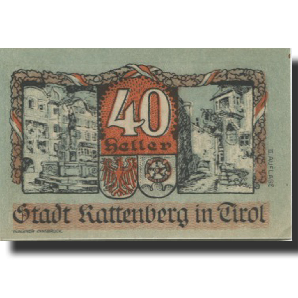 Banknote, Austria, Rattenberg, 40 Heller, Monument, 1920 UNC(63) Mehl:FS 821I