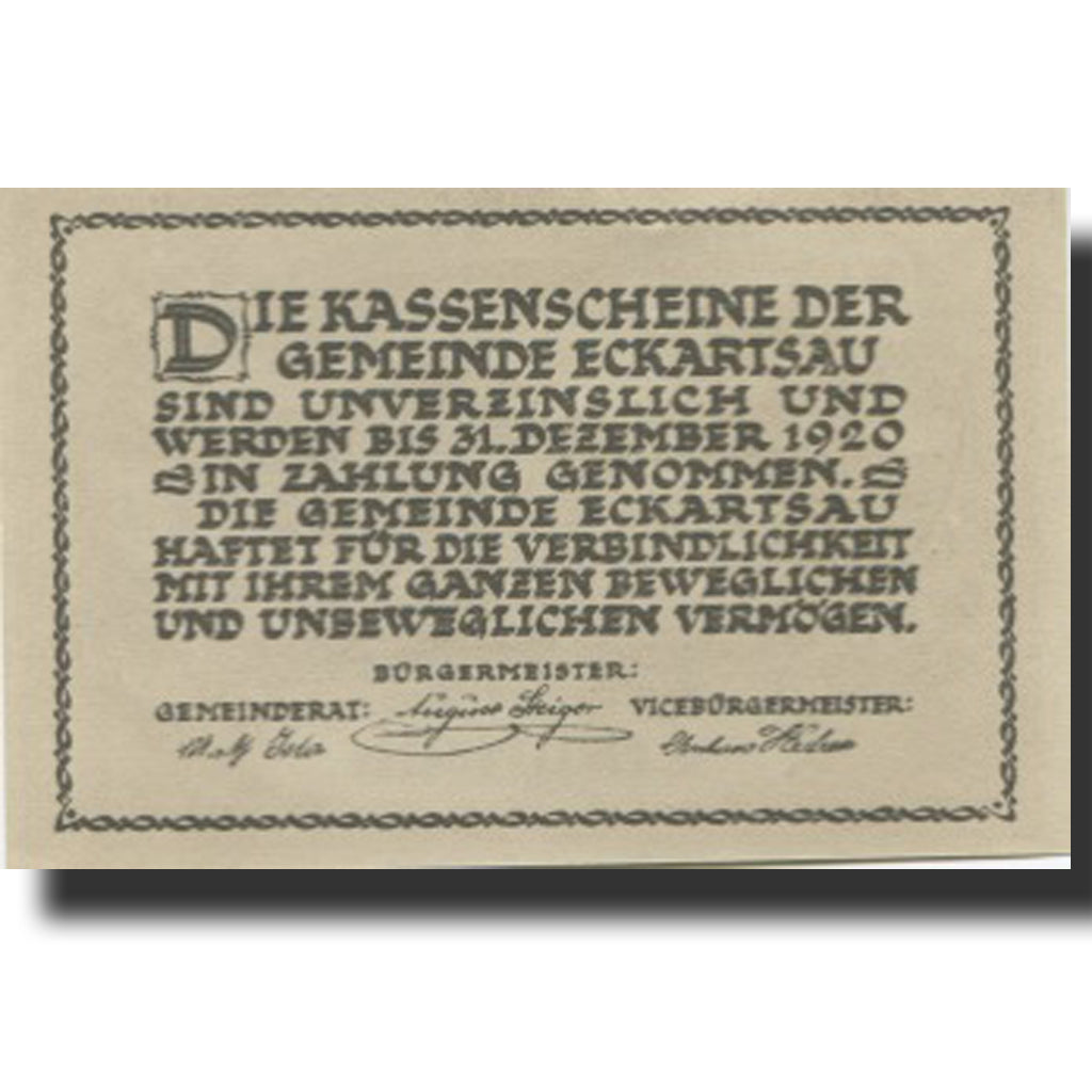 Banknote, Austria, Eckartsau, 20 Heller, château, 1920 UNC(63) Mehl:FS 149a