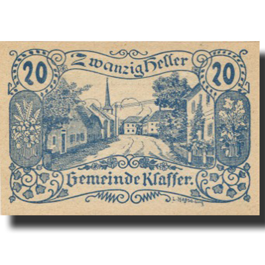 Banknote, Austria, Klaffer, 20 Heller, village, 1921 UNC(63) Mehl:FS 450b