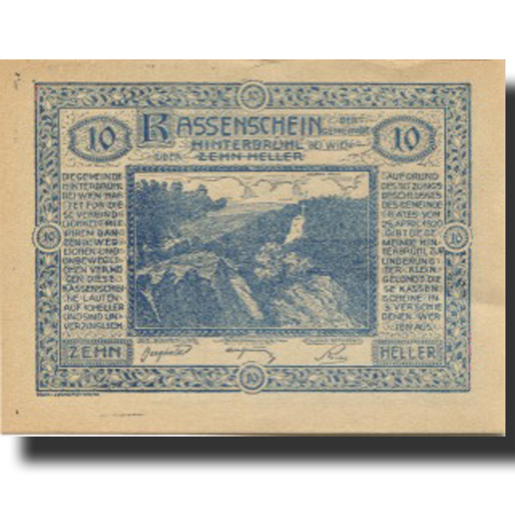 Banknote, Austria, Hinterbrühl, 10 Heller, château, 1920 UNC(63) Mehl:FS 376Ia