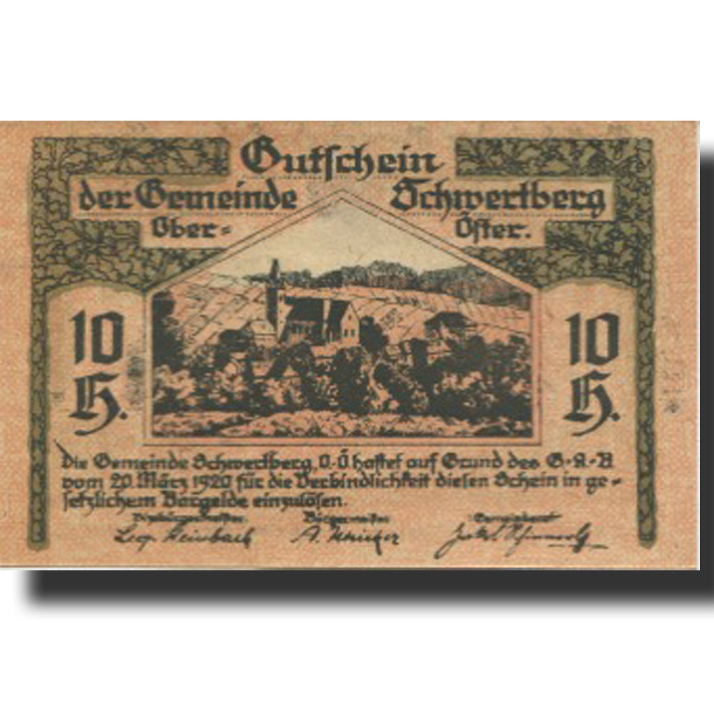 Banknote, Austria, Schwertberg, 10 Heller, Blason, 1920 UNC(63) Mehl:FS 984Ia