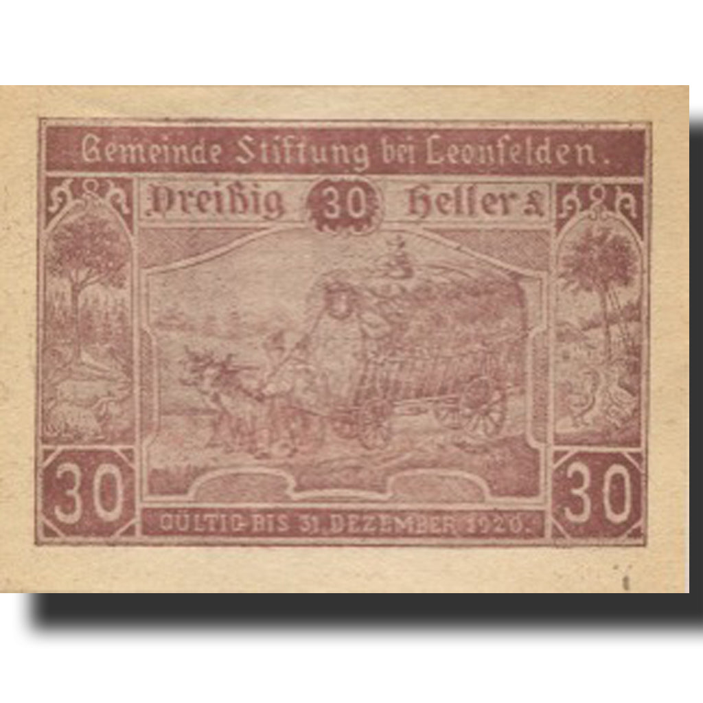 Banknote, Austria, Leonfelden, 30 Heller, champs, 1920 UNC(63) Mehl:FS 1037a