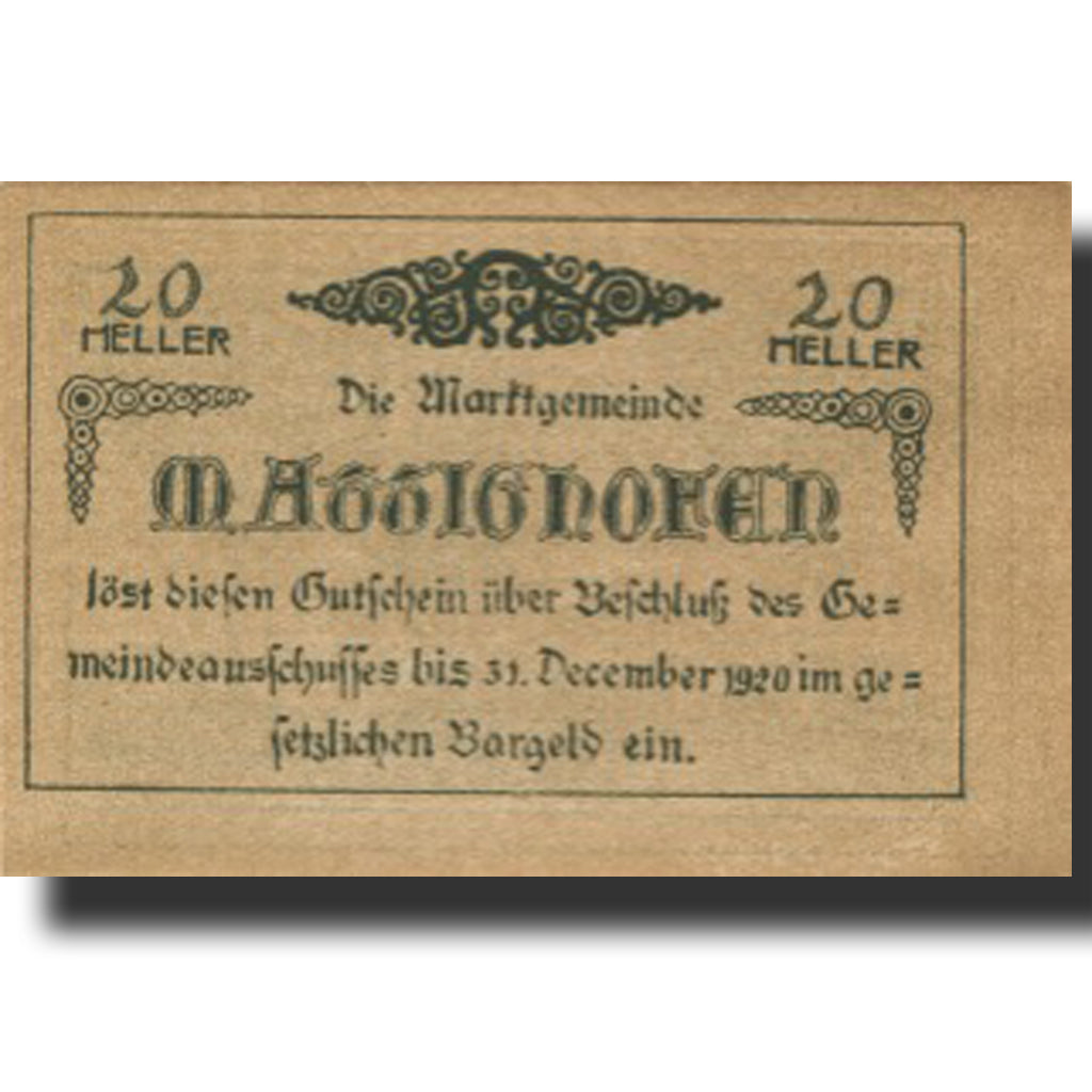 Banknote, Austria, Mattighofen, 20 Heller, Blason, 1920 UNC(63) Mehl:FS 594b