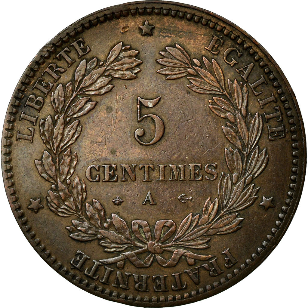Coin, France, Cérès, 5 Centimes, 1872, Paris, AU(50-53), Bronze, KM:821.1