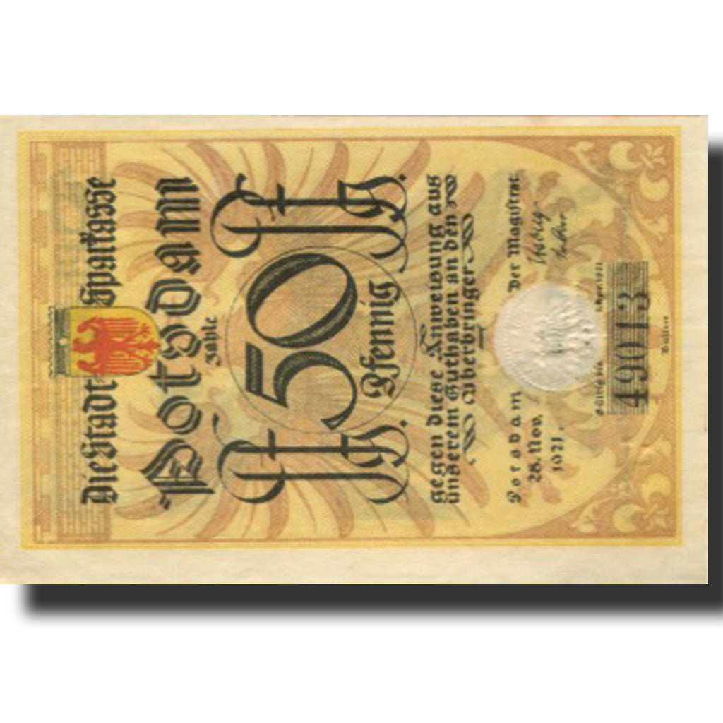 Banknote, Germany, Potsdam, 50 Pfennig, cavalier, 1922 UNC(63) Mehl:1069.2b