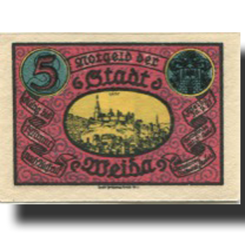 Banknote, Germany, Weida, 5 Pfennig, Eglise, 1921 UNC(63) Mehl:1391.3