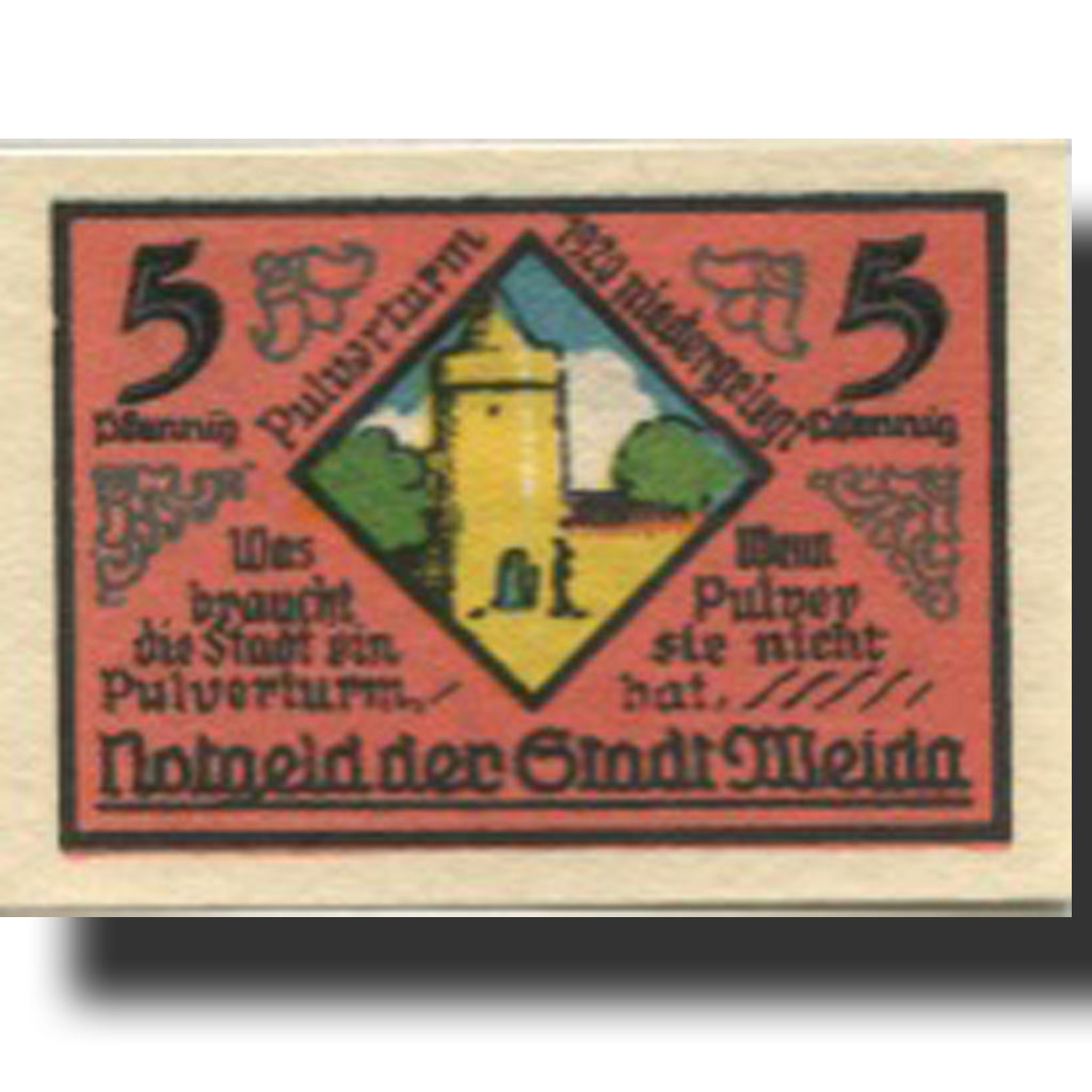 Banknote, Germany, Weida, 5 Pfennig, Eglise, 1921 UNC(63) Mehl:1391.3