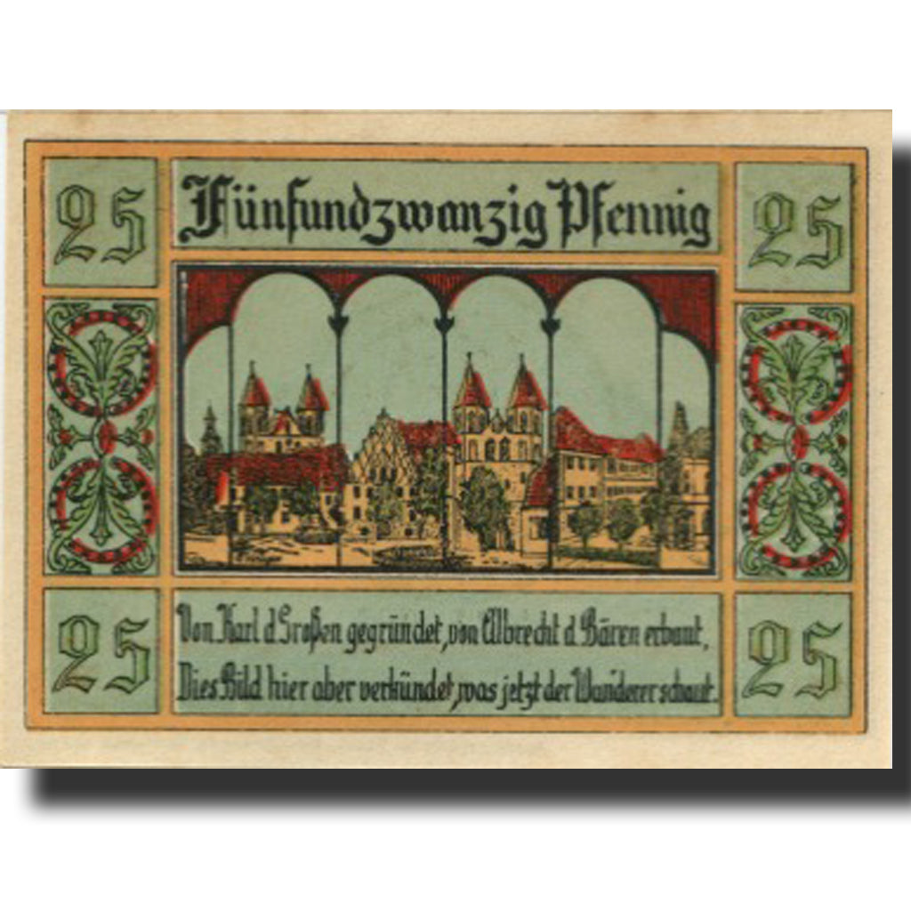 Banknote, Germany, Aken, 25 Pfennig, Eglise, 1921, UNC(63), Mehl:8.2a