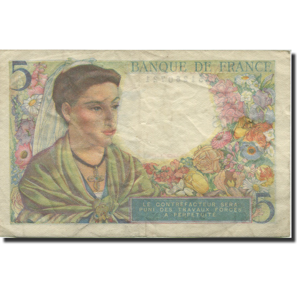 Francia, 5 Francs, Berger, 1943, 1943-08-05, BB, Fayette:05.03, KM:98a