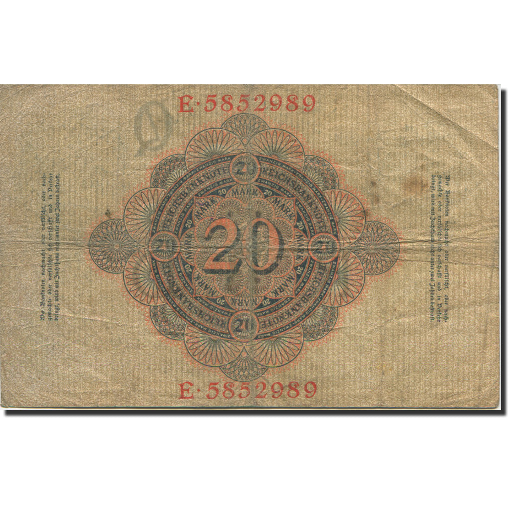Geldschein, Deutschland, 20 Mark, 1910, 1910-04-21, KM:40b, S