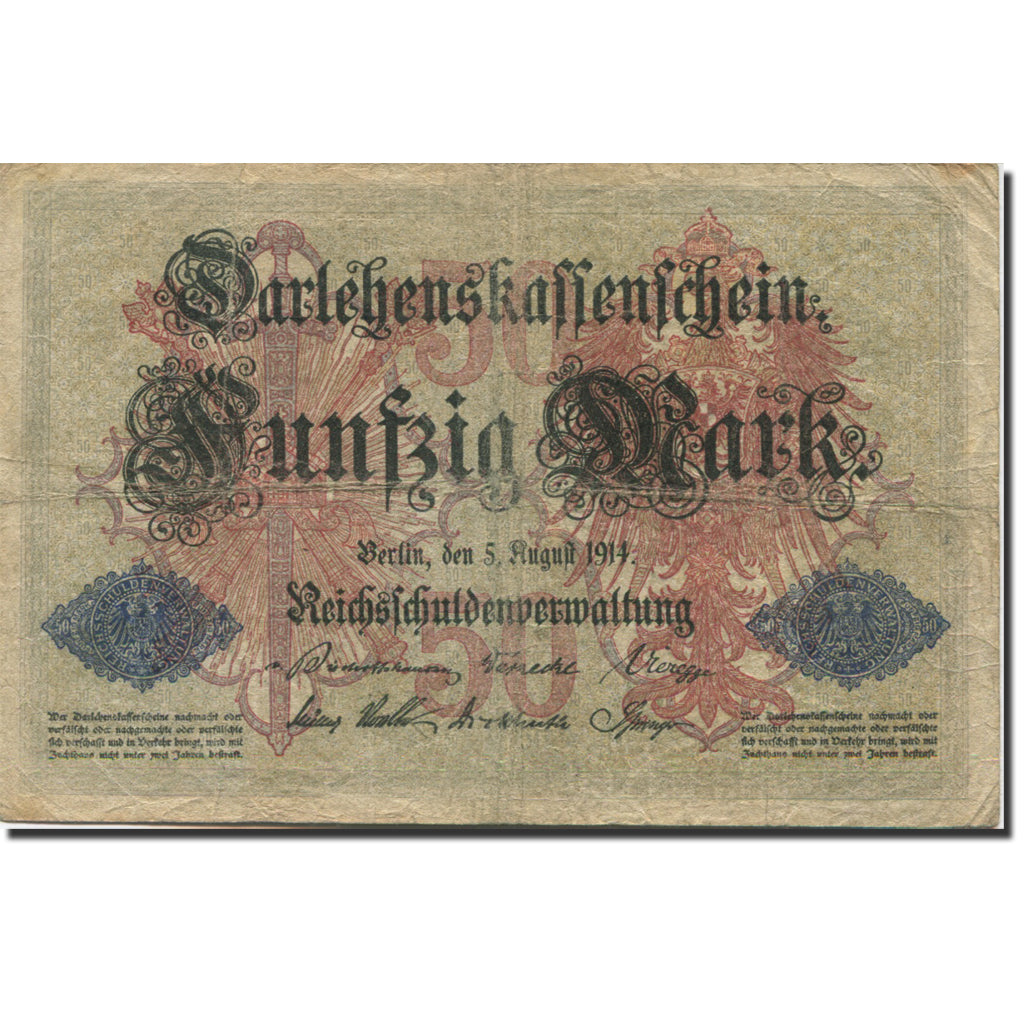 Banknote, Germany, 50 Mark, 1914, 1914-08-05, KM:49b, VF(20-25)