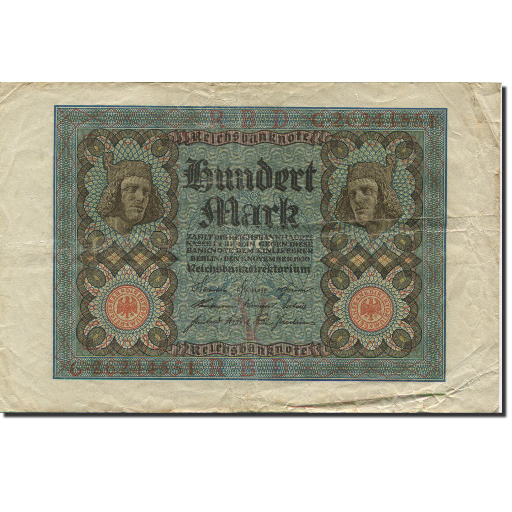 Geldschein, Deutschland, 100 Mark, 1920, 1920-11-01, KM:69b, SS