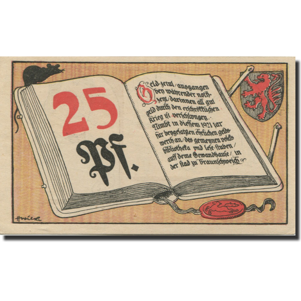 Banknote, Germany, Braunschweig, 25 Pfennig, musicien, 1921, UNC(63), Mehl:158.1