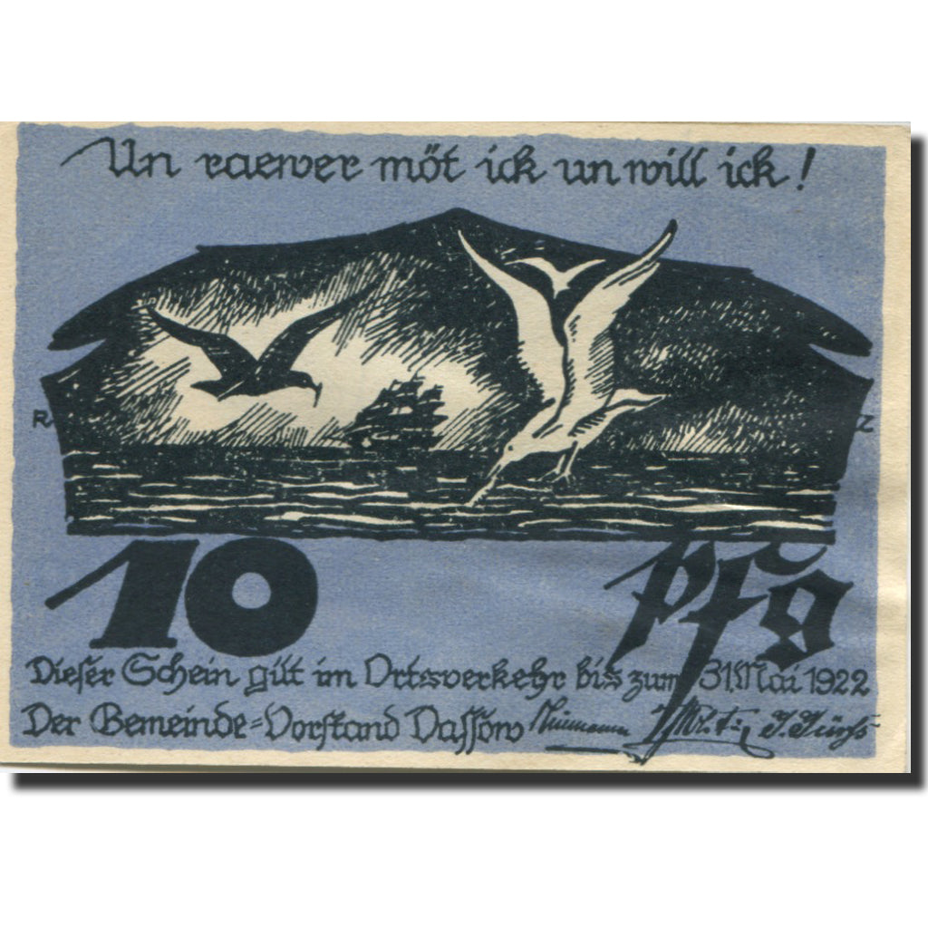 Banknote, Germany, Dassow, 10 Pfennig, Eglise, 1922-05-31, UNC(63) Mehl:260.1
