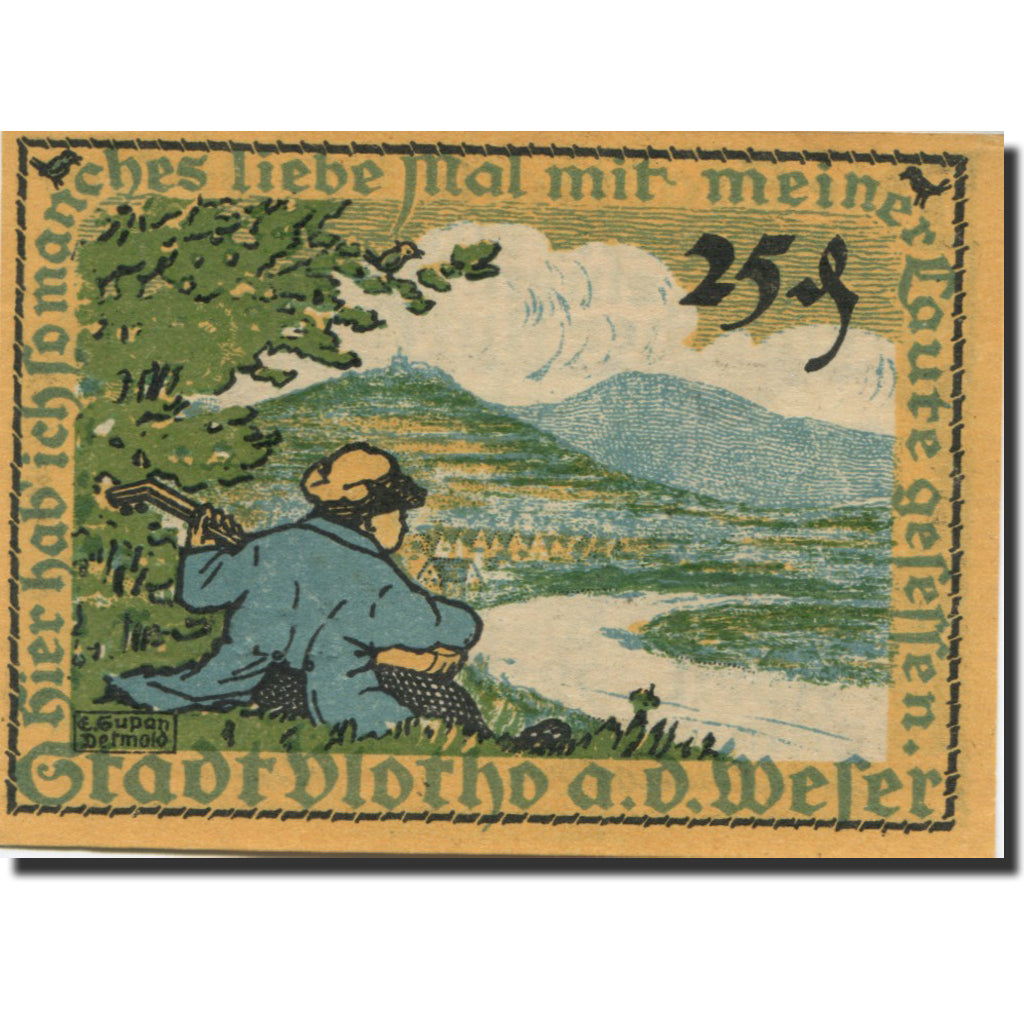 Banknote, Germany, Vlotho, 25 Pfennig, montagne, 1921, UNC(63), Mehl:1366.1