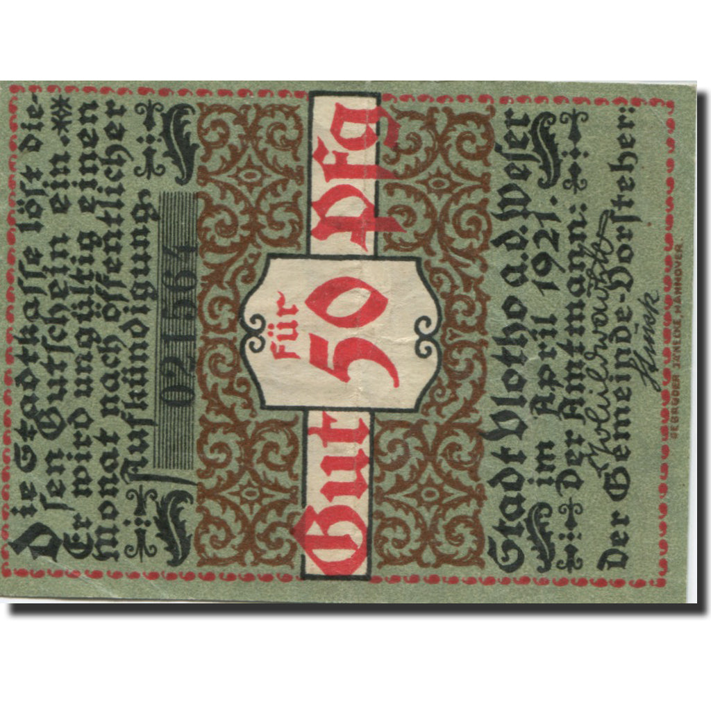 Billet, Allemagne, Vlotho, 50 Pfennig, personnage, 1921, TTB+, Mehl:1366.1