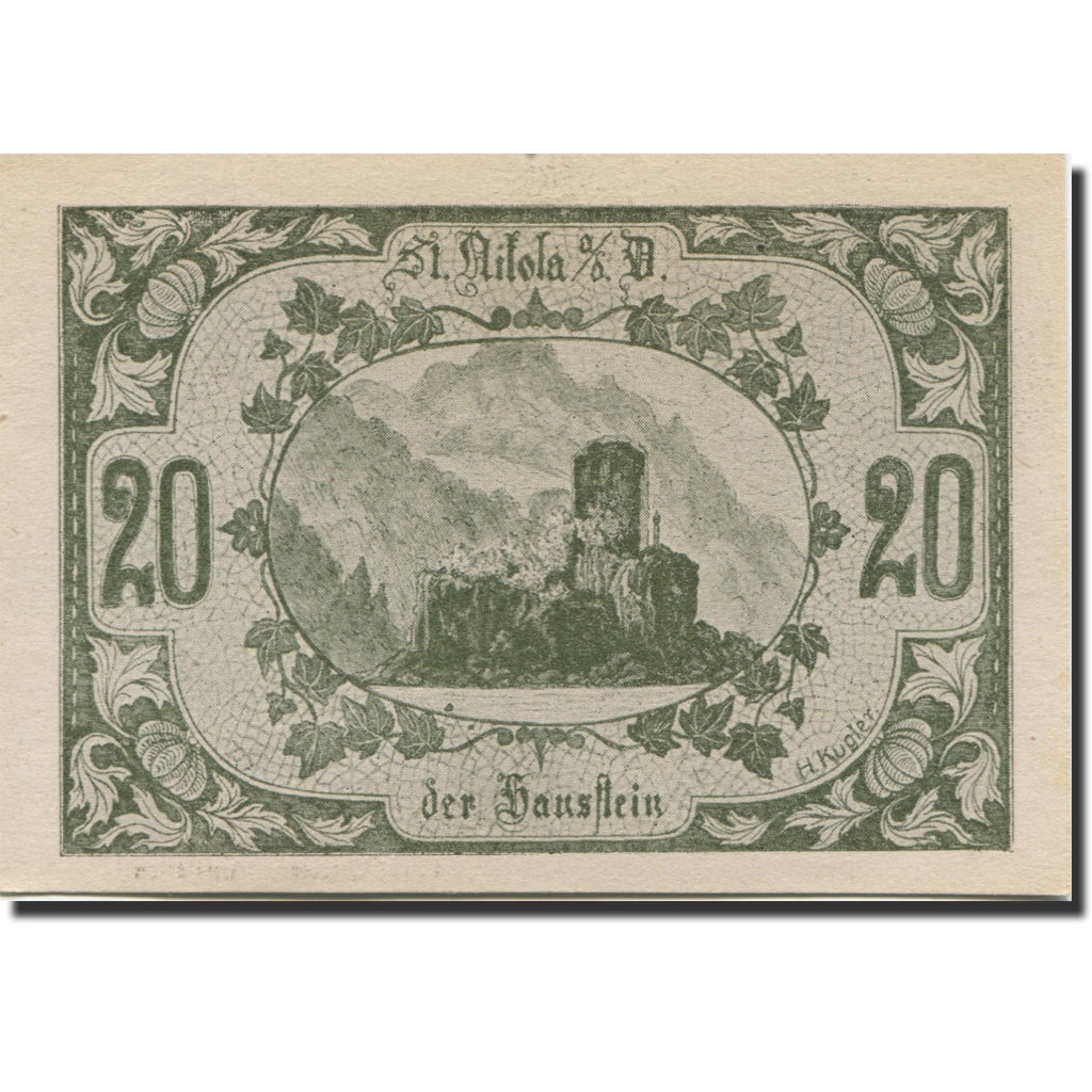 Banknote, Austria, St Nikola, 20 Heller, ruine, 1920 UNC(63) Mehl:FS 914IIIa
