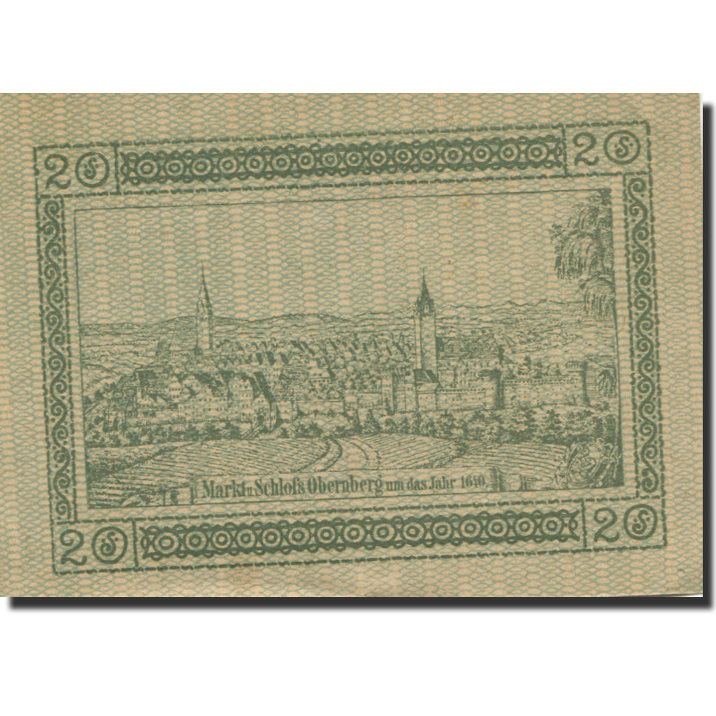 Banknote, Austria, Obernberg, 20 Heller, Blason, 1920 UNC(63) Mehl:FS 686