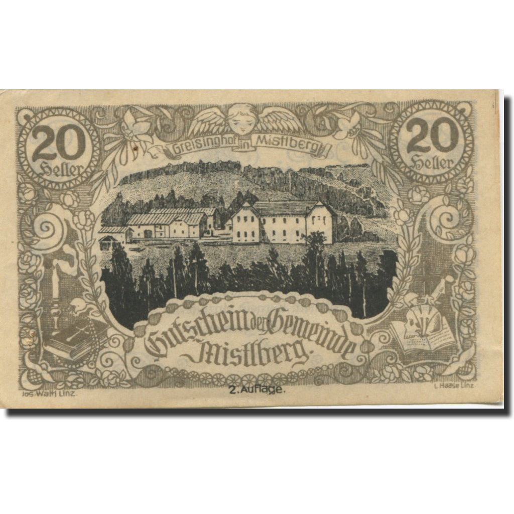 Banknote, Austria, Mistlberg, 20 Heller, village, 1921 AU(55-58) Mehl:FS 40