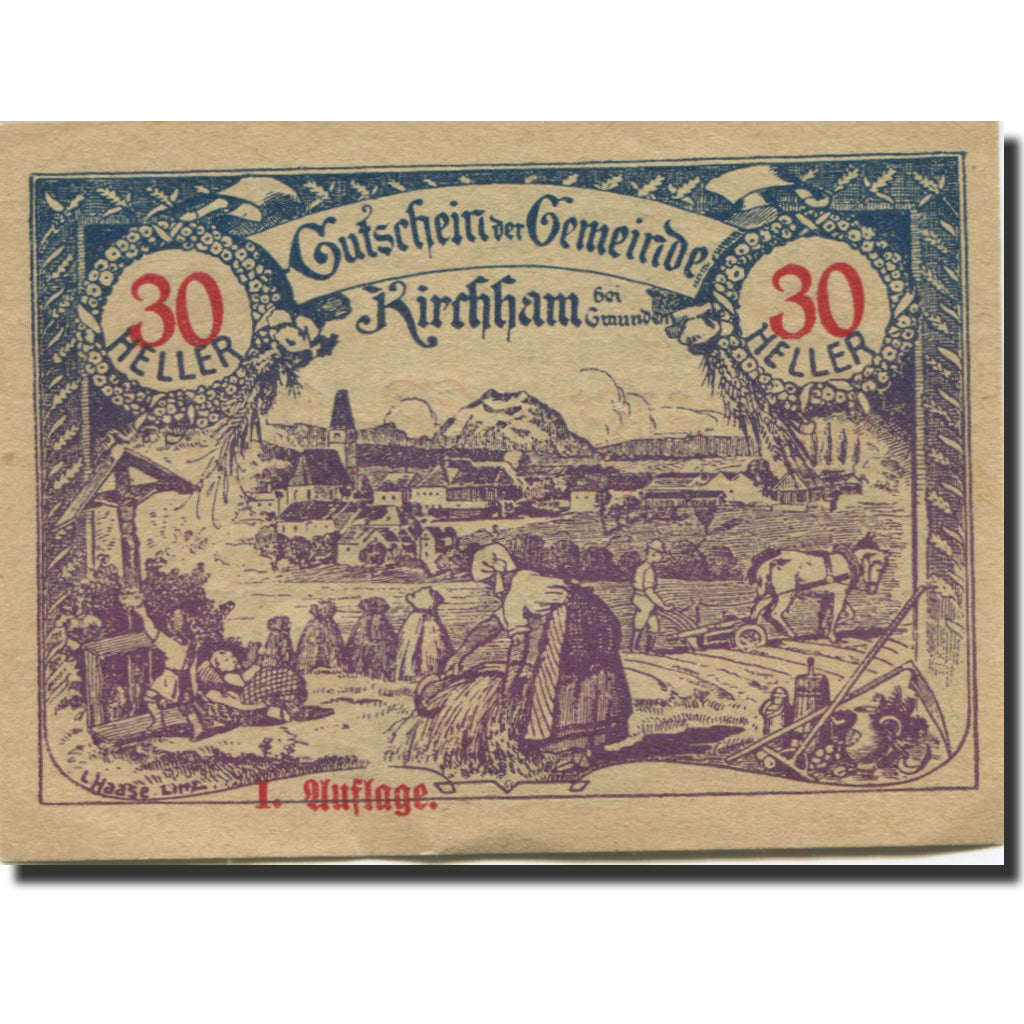 Banknote, Austria, Kirchham, 30 Heller, champs, 1920 UNC(63) Mehl:FS 446Ia