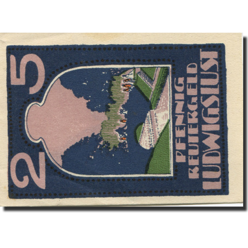 Banconote, Germania, Ludwigslust, 25 Pfennig, jardin, 1922 SPL Mehl:818.1
