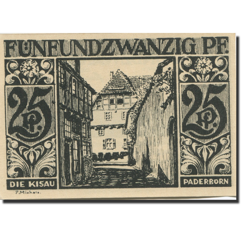 Banknote, Germany, Paderborn, 25 Pfennig, rue, 1921 UNC(63) Mehl:1043.4