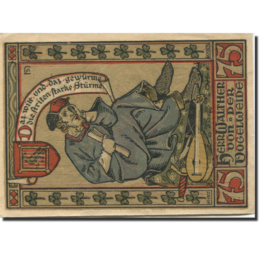 Banknote, Germany, Eisenach, 75 Pfennig, personnage, 1920 UNC(63) Mehl:320.4a