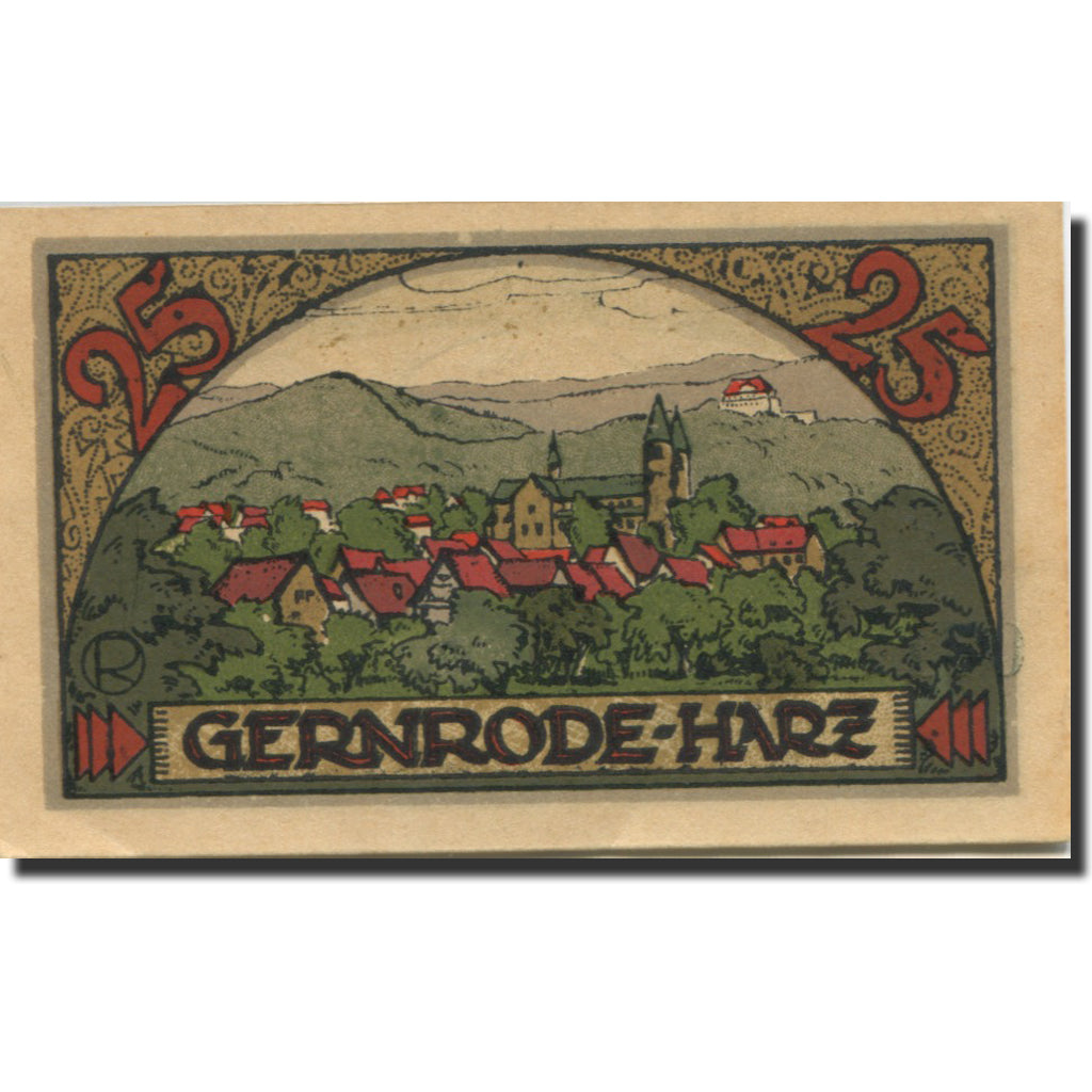 Banconote, Germania, Gernrode-Harz, 25 Pfennig, village 1, 1921 SPL Mehl:423.1a