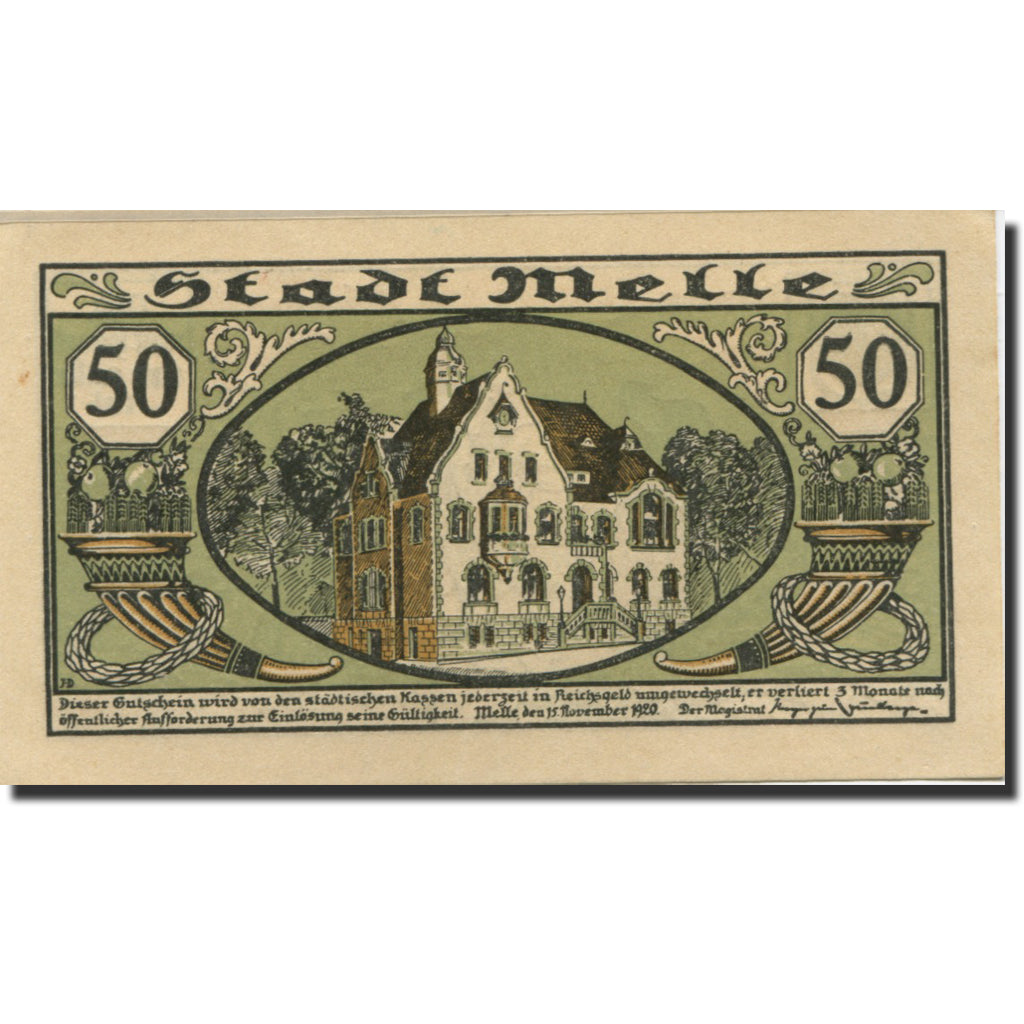 Banknote, Germany, Melle, 50 Pfennig, personnage, 1920 UNC(63) Mehl:M27.7c