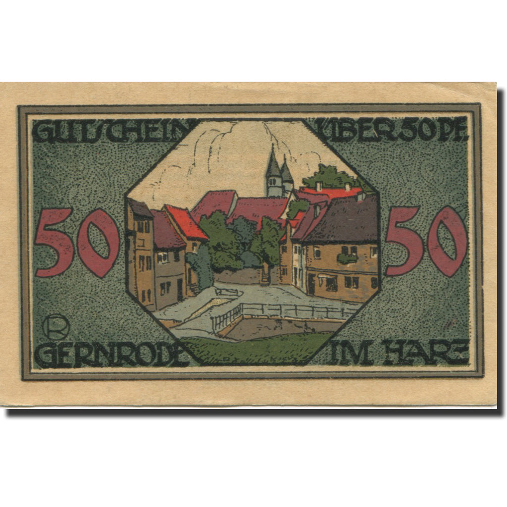 Banconote, Germania, Gernode-Harz, 50 Pfennig, village, 1920 SPL- Mehl:423.2a
