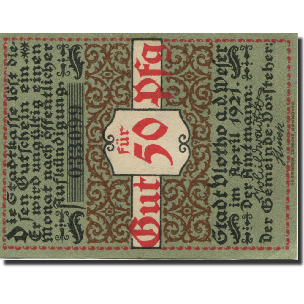 Banknote, Germany, Vlotho, 50 Pfennig, personnage, 1921, UNC(63), Mehl:1365.1b