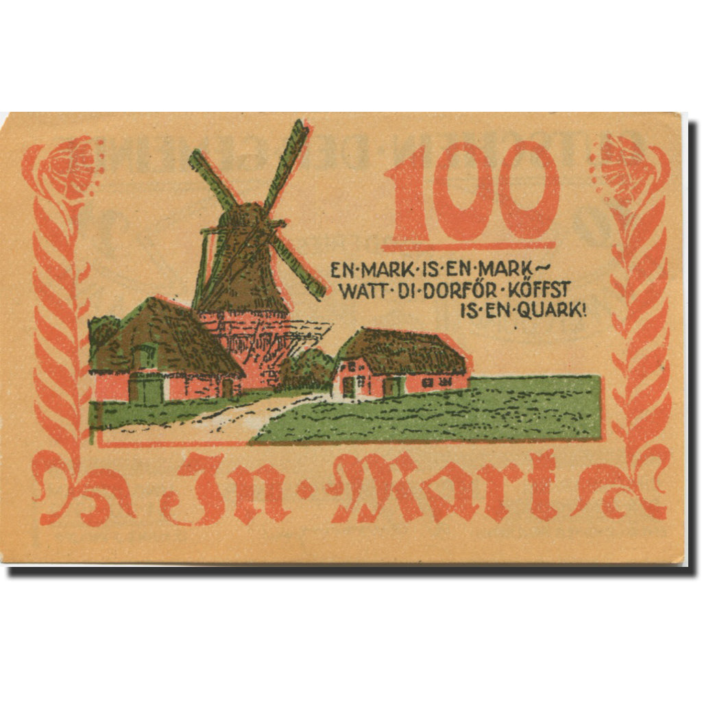 Banknote, Germany, Bordelum, 1 Mark, Blason, 1922, AU(55-58) Mehl:143.1