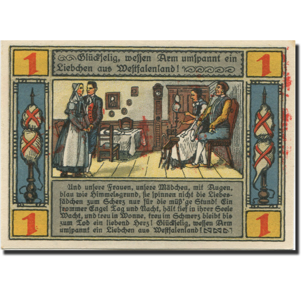 Banknote, Germany, Lübbecke, 1 Mark, tour, 1921, UNC(63), Mehl:812.2