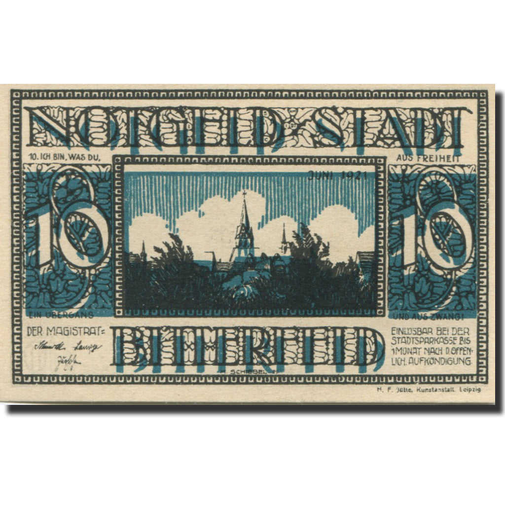Banknote, Germany, Bitterfeld, 10 Pfennig, Eglise 1, 1921, UNC(63), Mehl:111.1