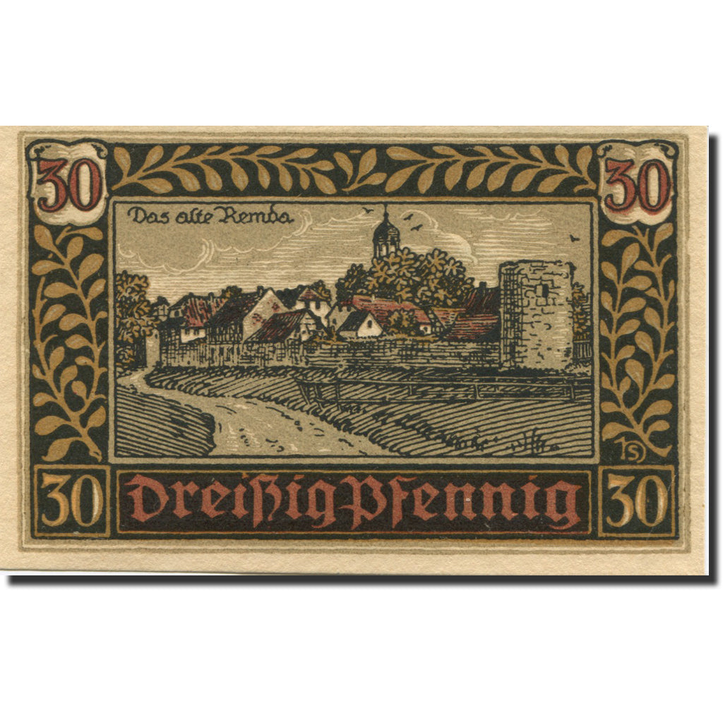Banknote, Germany, Remda, 30 Pfennig, village, 1921 UNC(63) Mehl:1115.1