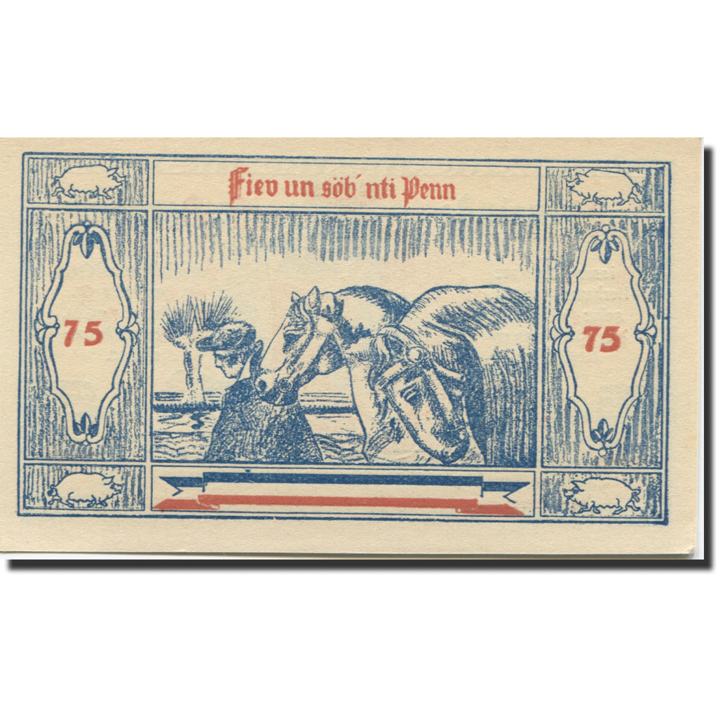 Banknote, Germany, Gross Nordende, 75 Pfennig, cheval, 1921 UNC(63) Mehl:484.1