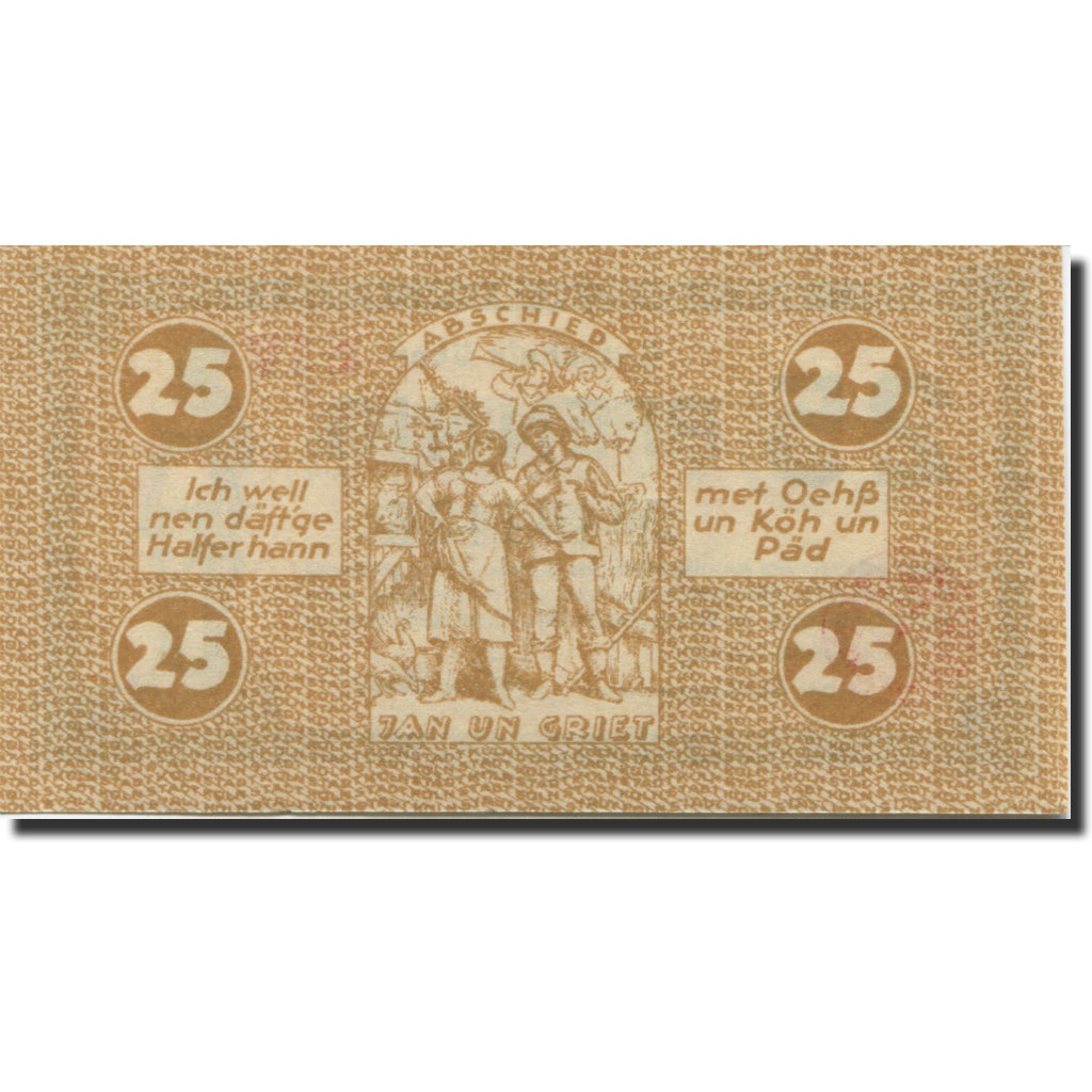 Banknote, Germany, Köln, 25 Pfennig, personnage, 1921 UNC(63) Mehl:K30.16b