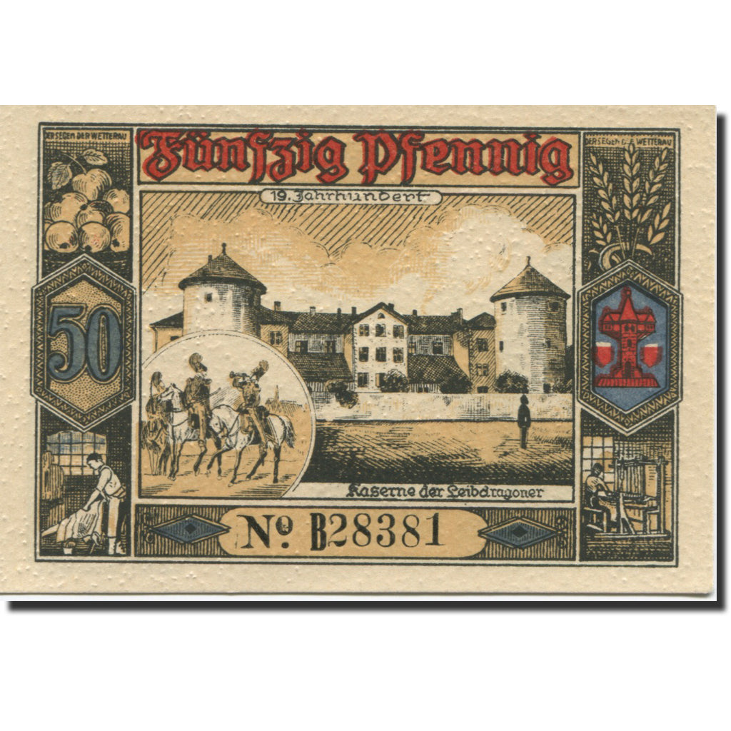 Banconote, Germania, Butzbach, 50 Pfennig, caserne, 1921 SPL Mehl:212.1