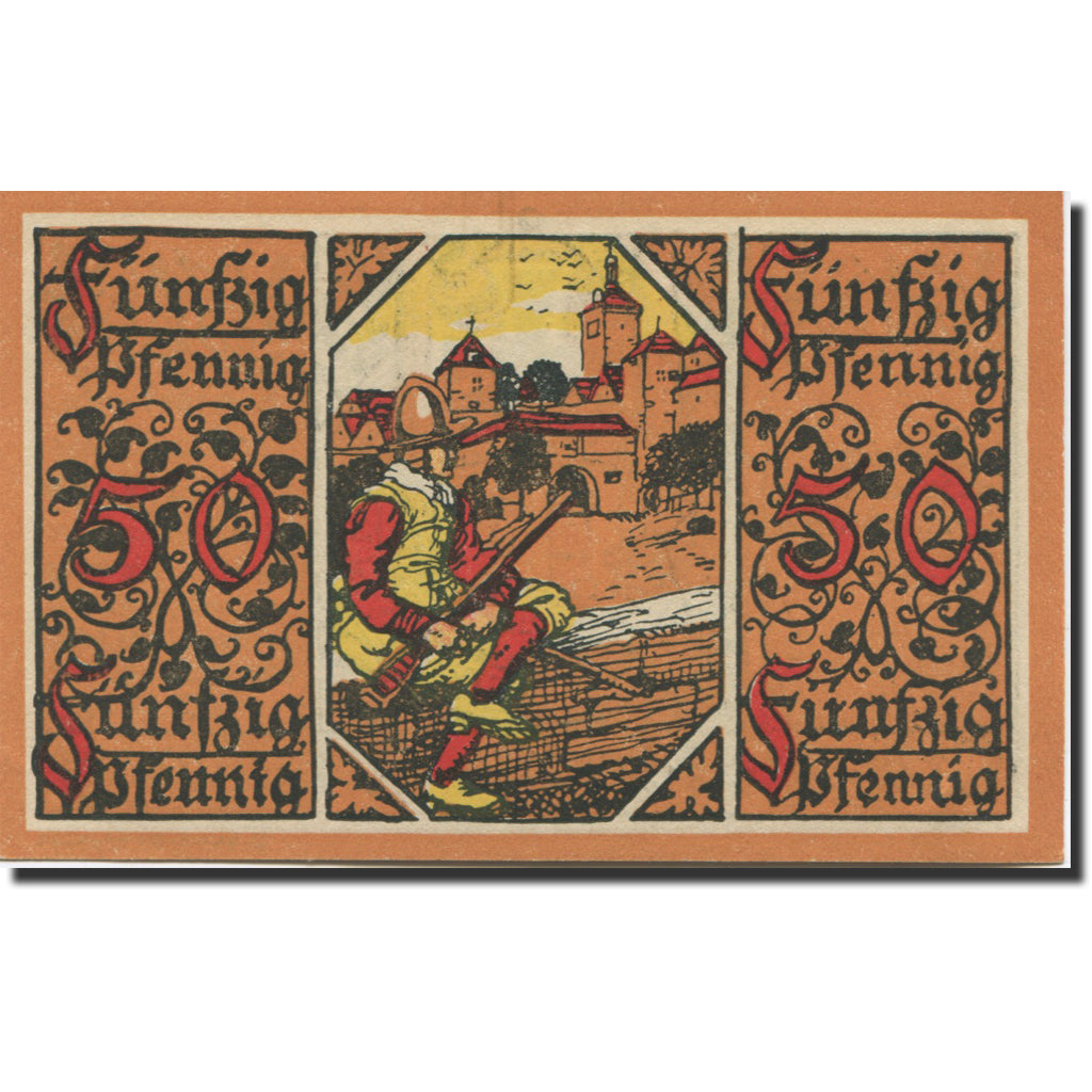 Banconote, Germania, Rothenburg, 50 Pfennig, château, 1918 SPL Mehl:R48.2