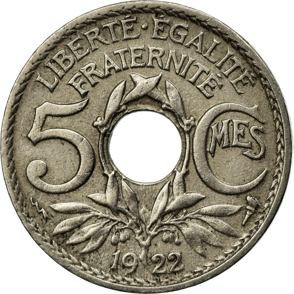 Moneda, Francia, Lindauer, 5 Centimes, 1922, Poissy, MBC, Cobre - níquel
