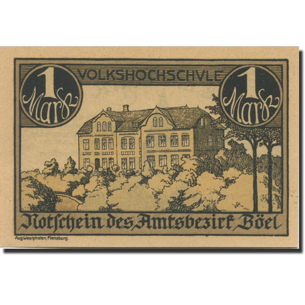 Banknote, Germany, Böel, 1 Mark, Eglise, 1920, UNC(63), Mehl:132.1a
