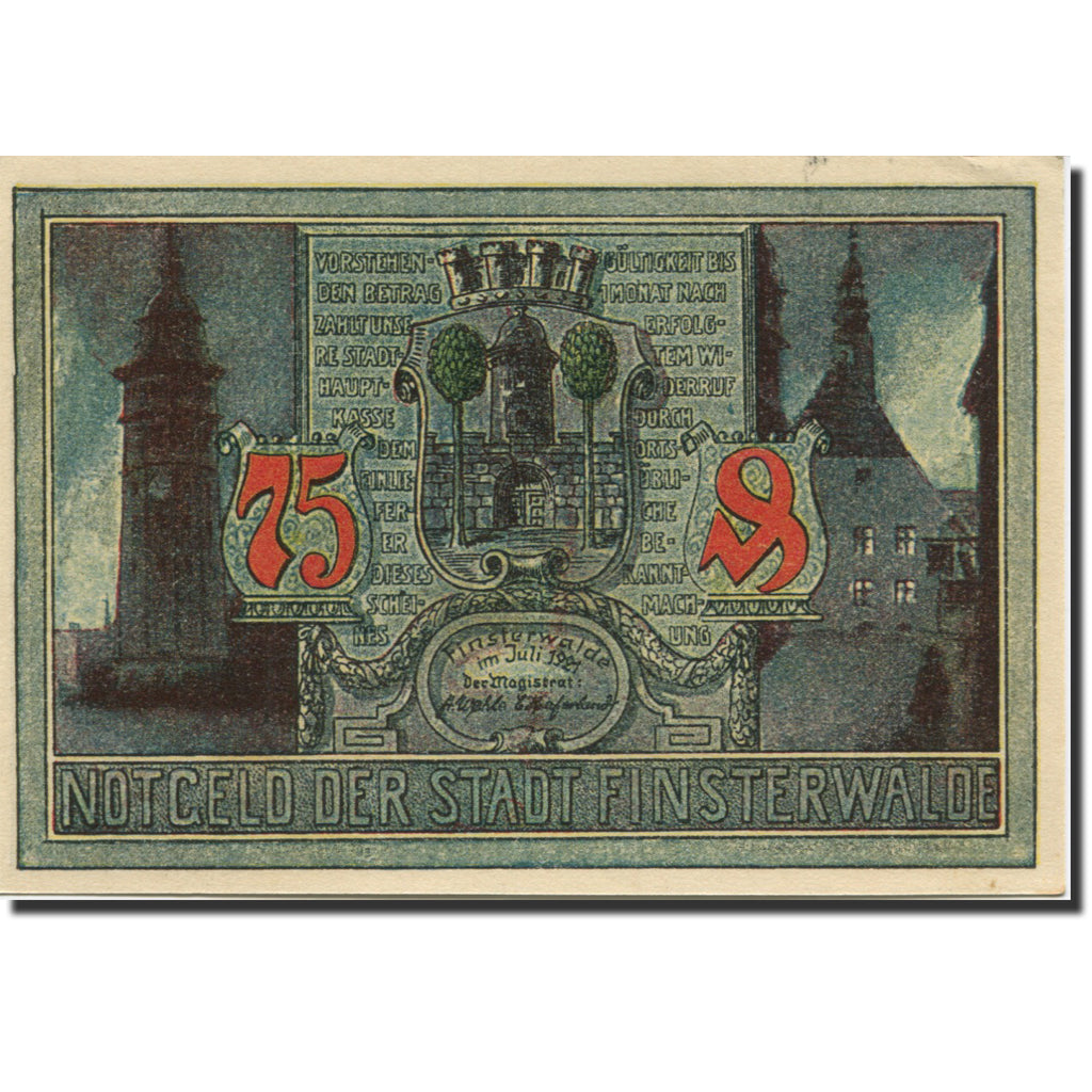 Banknote, Germany, Finsterwalde, 75 Pfennig, village, 1921, UNC(63), Mehl:362.1a