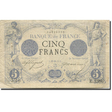 França, 5 Francs, Noir, 1871, 1874-01-19, EF(40-45), Fayette:1.25, KM:60