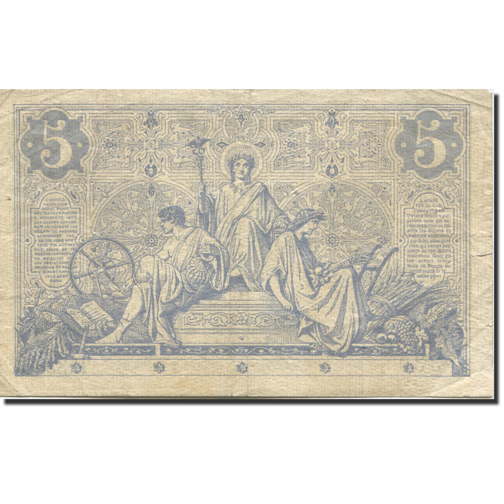 França, 5 Francs, Noir, 1871, 1874-01-19, EF(40-45), Fayette:1.25, KM:60