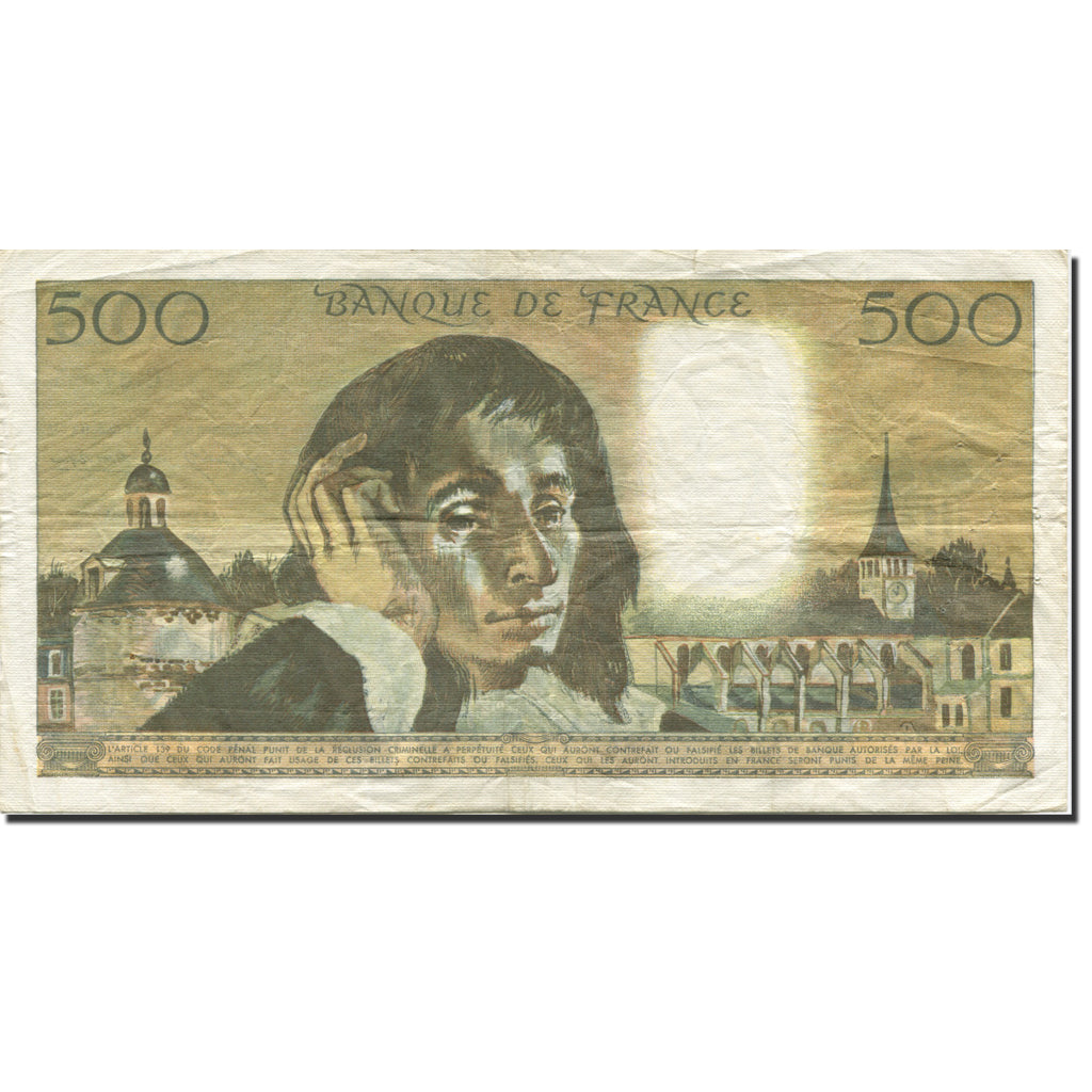 France, 500 Francs, Pascal, 1968, 1973-12-06, EF(40-45), Fayette:71.10, KM:156b